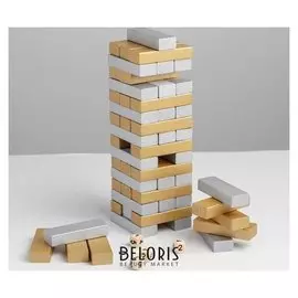 Головоломка дженга «Золото-серебро» 8×8×30 см
