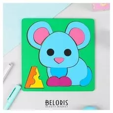 Головоломка Мышонок крашеное дерево