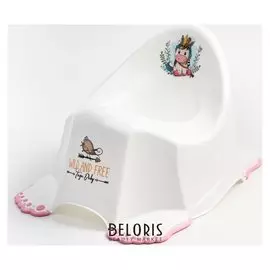 Горшок детский "Дикий запад - единорог" нескользящий, цвет белый/розовый