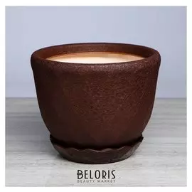 Горшок для цветов "Грань" 6,5 л, шёлк, шоколад