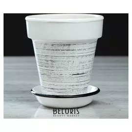Горшок для цветов "Наперсток" 0,6 л, глянец, бело-черный