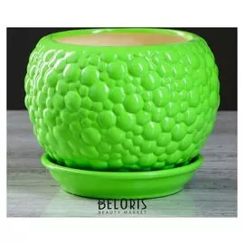 Горшок для цветов "Пузыри" лаймовый цвет, 1,4 л