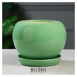 Горшок для цветов "Шар" глазурь 2 л, оливковый