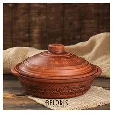 Горшок для запекания с ручками, красная глина