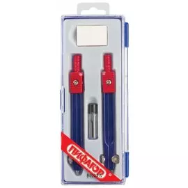 Готовальня 4 предмета: циркуль 110 мм, измеритель, грифель, стирательная резинка