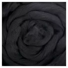 Гребенная лента 100% шерсть австралийский меринос 50гр (0140, черный)