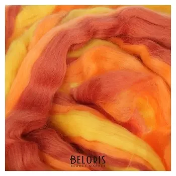 Гребенная лента 100% тонкая шерсть мультиколор 100гр (6019)