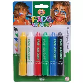 Грим для лица KOH-I-NOOR, 6 цветов (белый, желтый, красный, синий, зеленый, черный), блистер с европодвесом