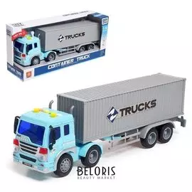 Грузовик инерционный «Контейнеровоз», свет и звук, 1:16