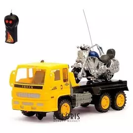 Грузовик радиоуправляемый «Эвакуатор» с мотоциклом, работает от батареек