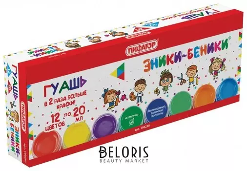 Гуашь 12 цветов по 20 мл Эники-беники