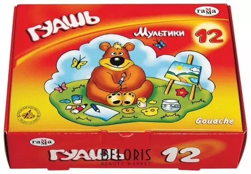 Гуашь 12 цветов по 20 мл Мультики