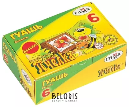 Гуашь 6 цветов по 20 мл Пчелка