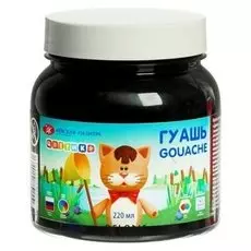 Гуашь «Цветик», 220 мл, чёрная