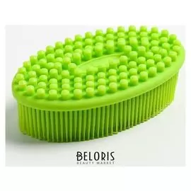 Губка для тела силиконовая, овальная, цвет салатовый