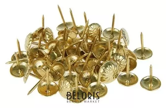 Гвозди декоративные, 16 х 11 мм, фактурные, цвет золото, в упаковке 100 шт.