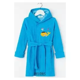 Халат для мальчика, цвет голубой/кит, рост 98 см
