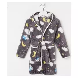 Халат для мальчика, цвет серый, рост 116 см