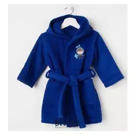 Халат махровый детский рыцарь, размер 30, цвет синий, 340 г/м² хл. 100% с Airo