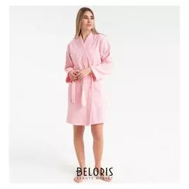 Халат махровый "Экономь и Я" женский р-р 46-48 нежно-розовый, 340 г/м2, хл.100% с Airo