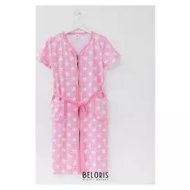 Халат женский, цвет розовый/звёзды, размер 48