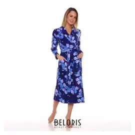 Халат женский «Велюр», цвет синий, размер 50