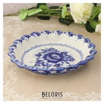 Хлебница «Цветок», 23 × 15,5 × 4 см, гжель