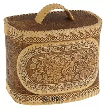 Хлебница «Розы», с кантами, 25×17×21 см, береста