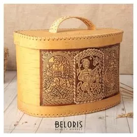 Хлебница «Скоморохи», на шарнирах, с ручкой, 23×27×20 см, береста