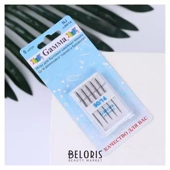 Иглы для бытовых швейных машин, для джинсовых тканей и брезента, №90/14, 5 шт