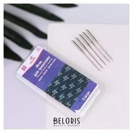 Иглы для бытовых швейных машин, для трикотажа, №80, 5 шт