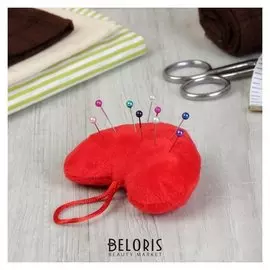 Игольница с петлёй «Сердце», цвет красный