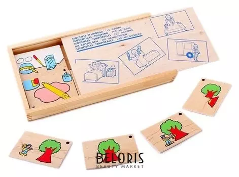 Игра детская деревянная домино "Последовательность действий"