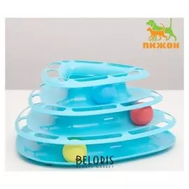 Игровой комплекс для кошек трехуровневый с шариками