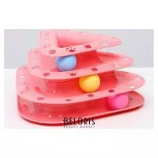 Игровой комплекс для кошек, трехуровневый, с шариками