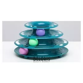 Игровой комплекс "Пирамида" для кошек с 3 шариками,15 X 24 X 13,2 см, бирюза