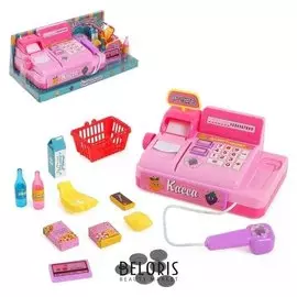 Игровой набор касса Магазинчик с аксессуарами, световые и звуковые эффекты, микс