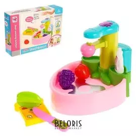Игровой набор Раковина, с аксессуарами, из крана течёт вода