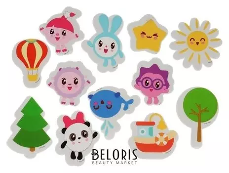 Игрушка для ванны "Малышарики" набор стикеров 12 шт