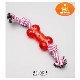 Игрушка канатная двойная с косточкой, до 90 г, до 26 см, микс цветов