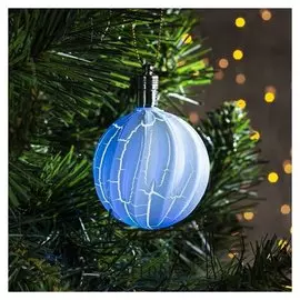 Игрушка световая "Елочный фонарик узоры краской" 5 см, 1 Led, Rgb, голубой