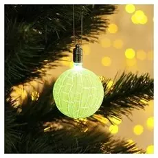 Игрушка световая "Елочный фонарик узоры краской" 5 см, 1 Led, Rgb, желтый