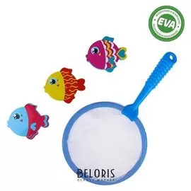 Игрушки для купания Рыбки 3 шт + сачок