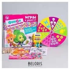 Игры в дорогу фиксики "Симка и верта!" + лист страз, карандаши 6 шт., прищепки 12 шт.