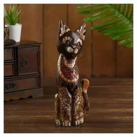 Интерьерный сувенир "Кошка с красными вставками" 30 см