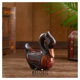 Интерьерный сувенир "Уточка" дерево, батик 13 см