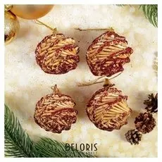 Эко-декор «Шишки», макси, бордо, 4 шт. в наборе