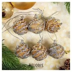 Эко-декор «Шишки», серебряное напыление, 6 шт. в наборе, размер шишки: 4 × 4 см