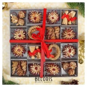 Эко-декор в подарочной упаковке «Волшебный праздник», бордо, 36 элементов