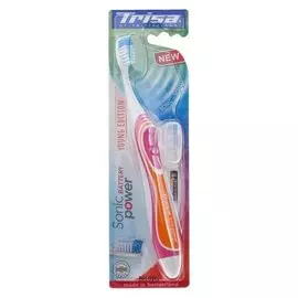 Электрическая зубная щетка Trisa Sonicpower Battery Young Edition, звуковая, Soft
